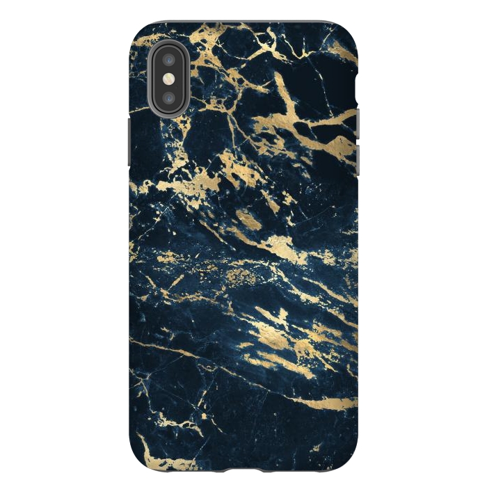 iPhone Xs Max StrongFit dark blue gold marble by haroulita