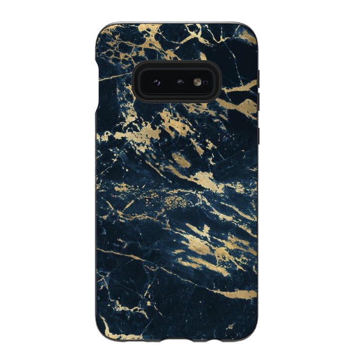 Galaxy S10e StrongFit dark blue gold marble by haroulita