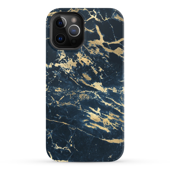 iPhone 12 Pro StrongFit dark blue gold marble by haroulita