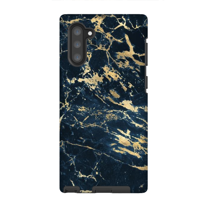 Galaxy Note 10 StrongFit dark blue gold marble by haroulita