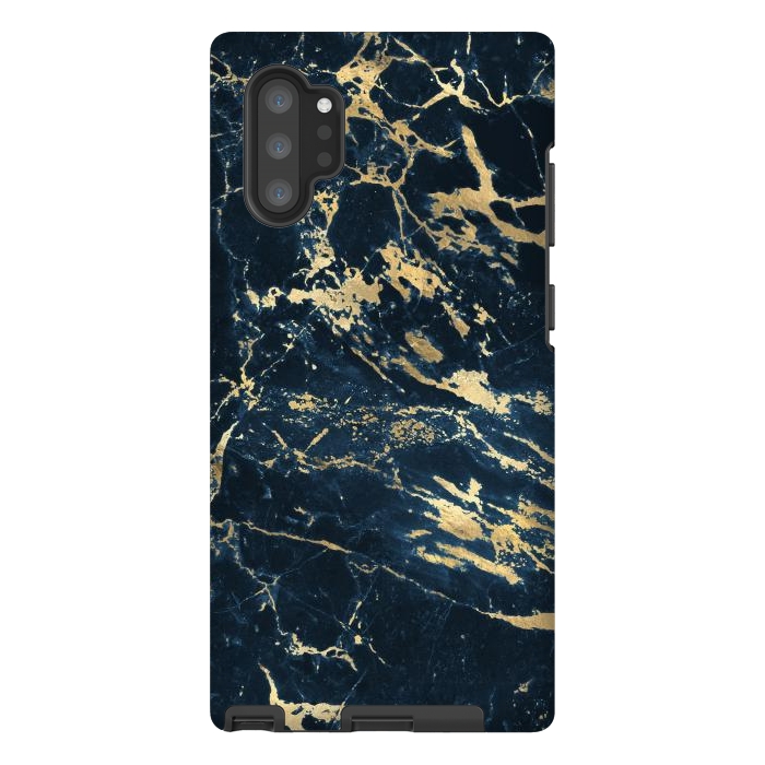 Galaxy Note 10 plus StrongFit dark blue gold marble by haroulita