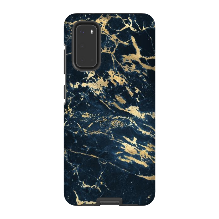 Galaxy S20 StrongFit dark blue gold marble by haroulita