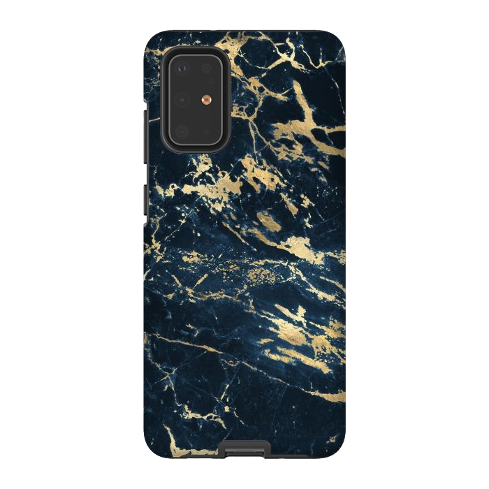 Galaxy S20 Plus StrongFit dark blue gold marble by haroulita