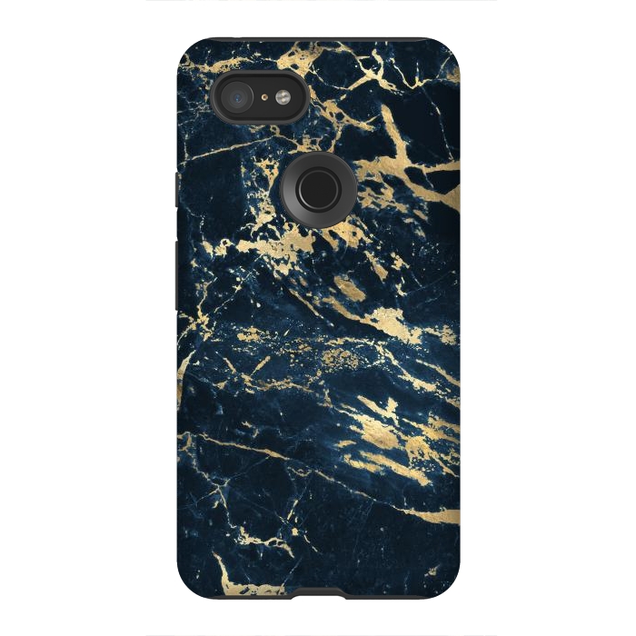Pixel 3XL StrongFit dark blue gold marble by haroulita