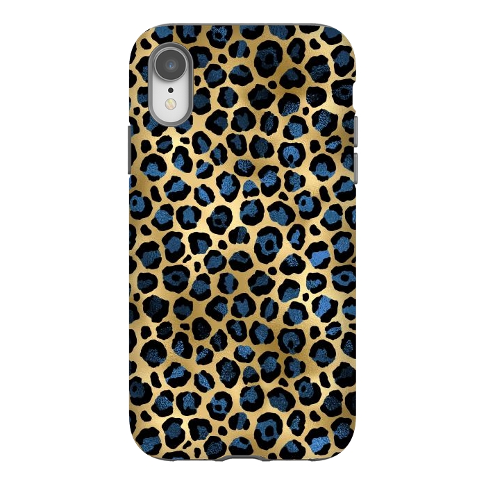 iPhone Xr StrongFit blue leopard print by haroulita