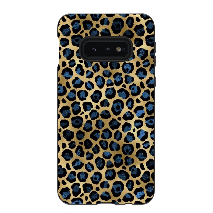 Galaxy S10e StrongFit blue leopard print by haroulita