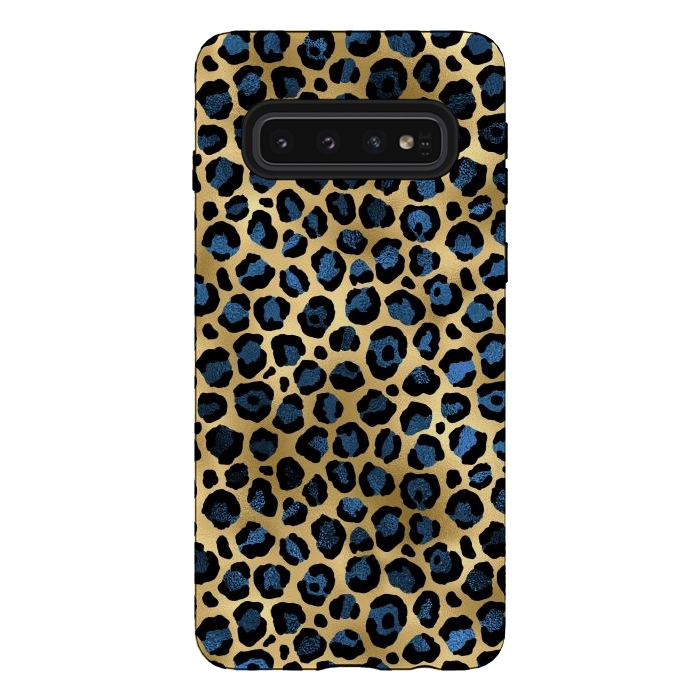 Galaxy S10 StrongFit blue leopard print by haroulita