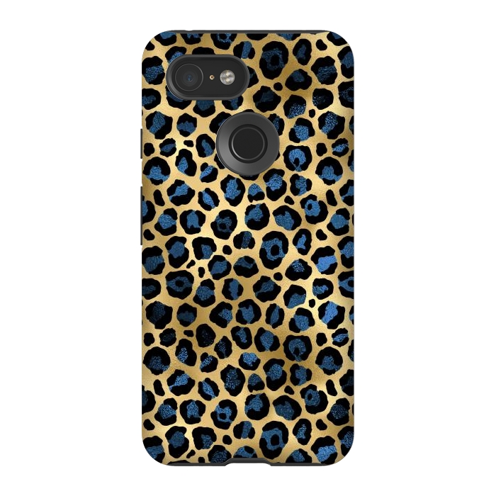 Pixel 3 StrongFit blue leopard print by haroulita