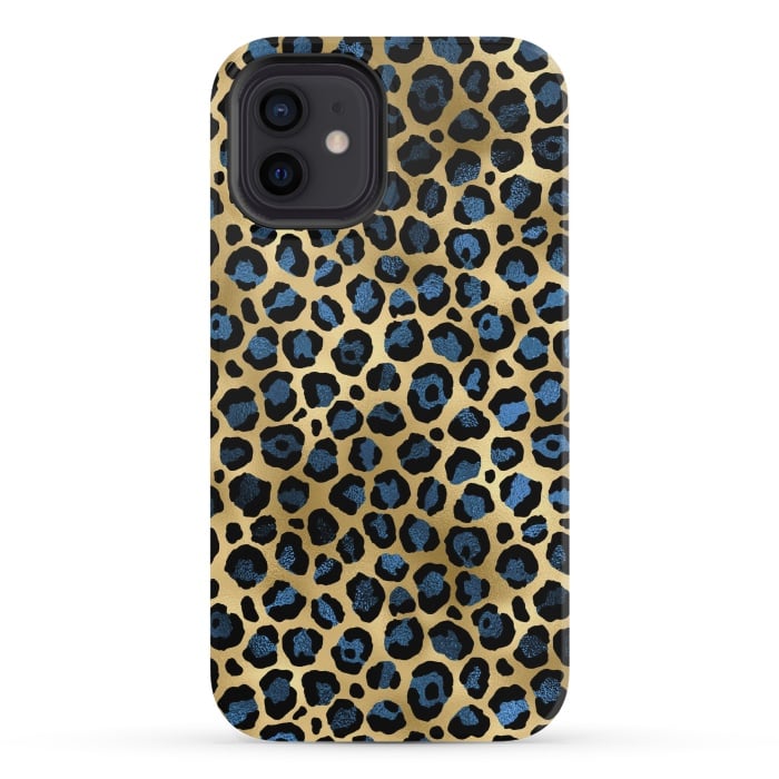 iPhone 12 mini StrongFit blue leopard print by haroulita