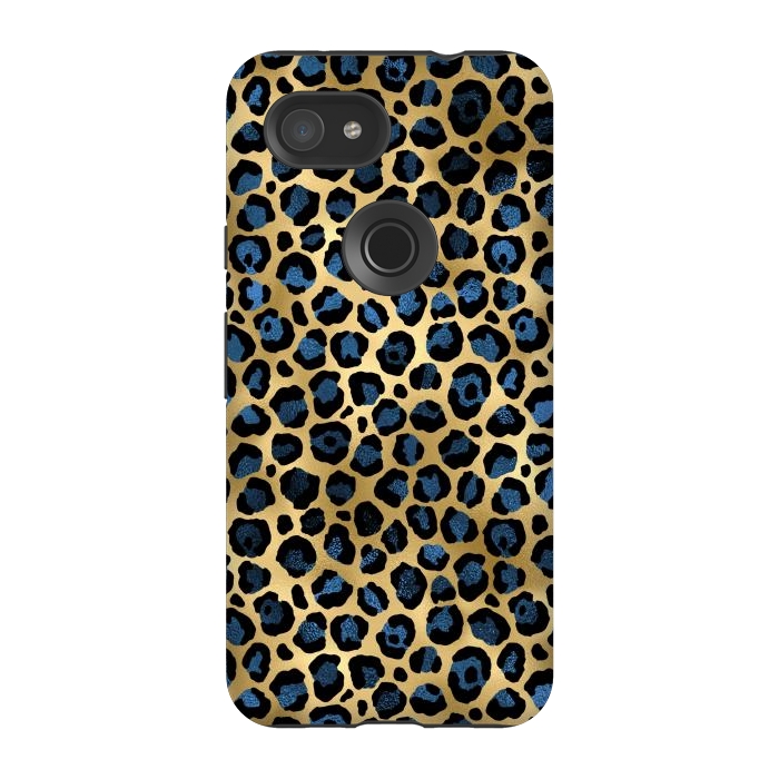 Pixel 3A StrongFit blue leopard print by haroulita