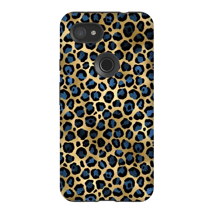 Pixel 3AXL StrongFit blue leopard print by haroulita