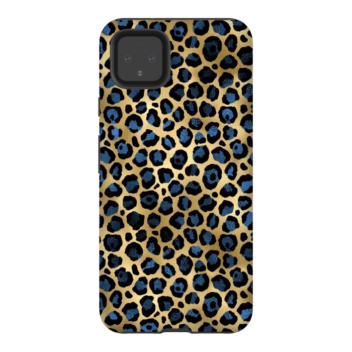 Pixel 4XL StrongFit blue leopard print by haroulita