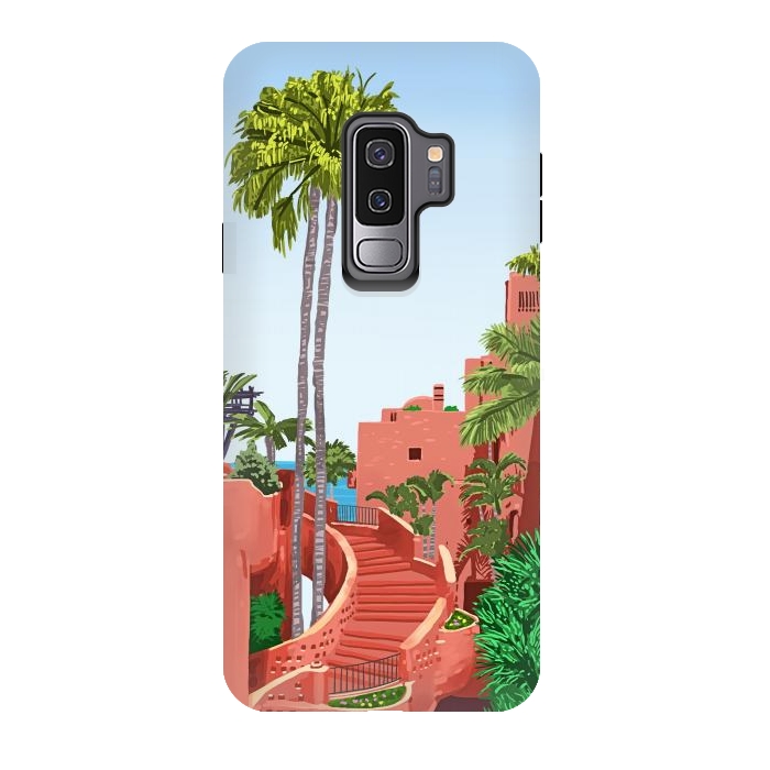 Galaxy S9 plus StrongFit Tropical Architecture, Mexico Exotic Places Building Illustration Bohemian Painting Palm by Uma Prabhakar Gokhale