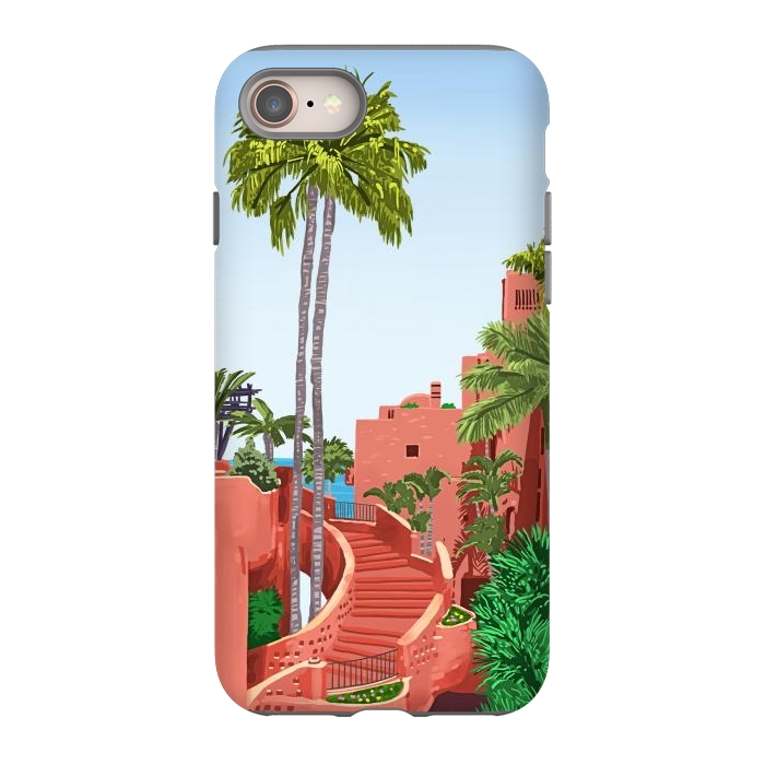 iPhone SE StrongFit Tropical Architecture, Mexico Exotic Places Building Illustration Bohemian Painting Palm by Uma Prabhakar Gokhale