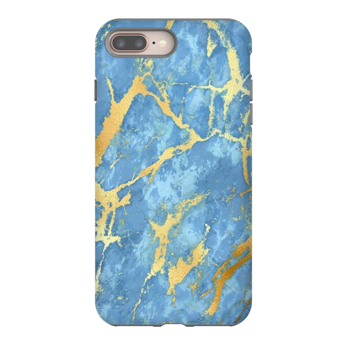 iPhone 7 plus StrongFit sky blue gold marble by haroulita