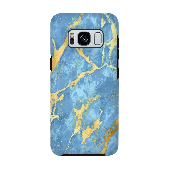 Galaxy S8 StrongFit sky blue gold marble by haroulita