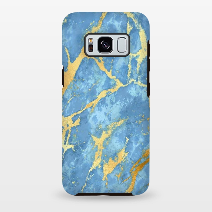 Galaxy S8 plus StrongFit sky blue gold marble by haroulita