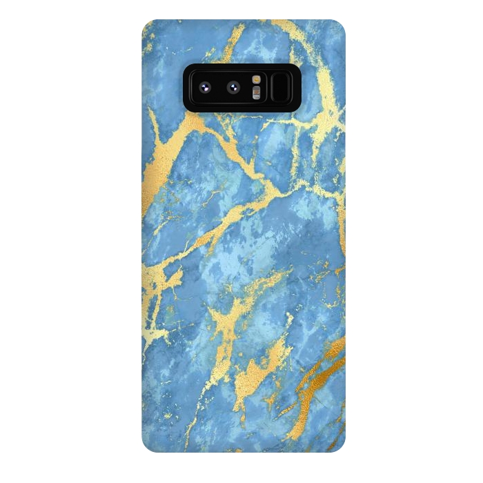 Galaxy Note 8 StrongFit sky blue gold marble by haroulita