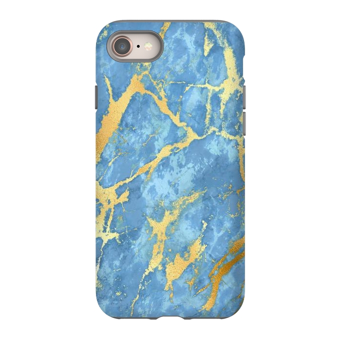 iPhone 8 StrongFit sky blue gold marble by haroulita