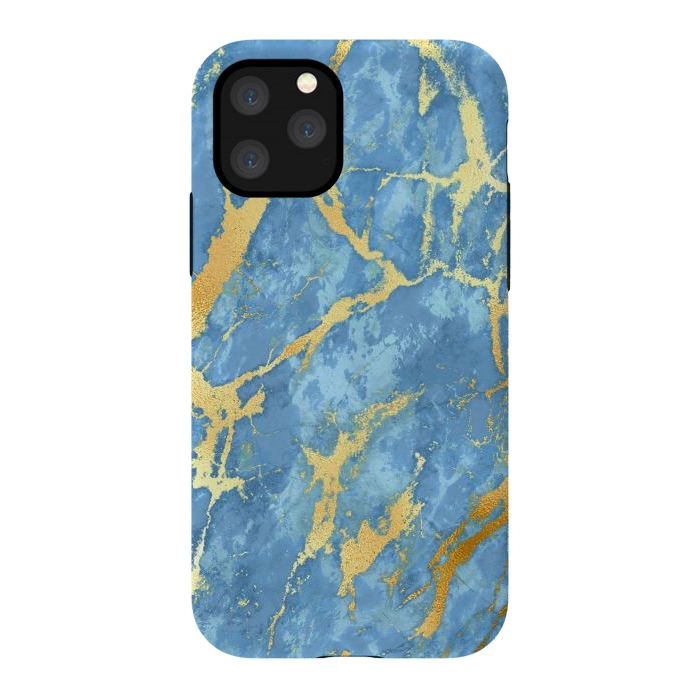 iPhone 11 Pro StrongFit sky blue gold marble by haroulita