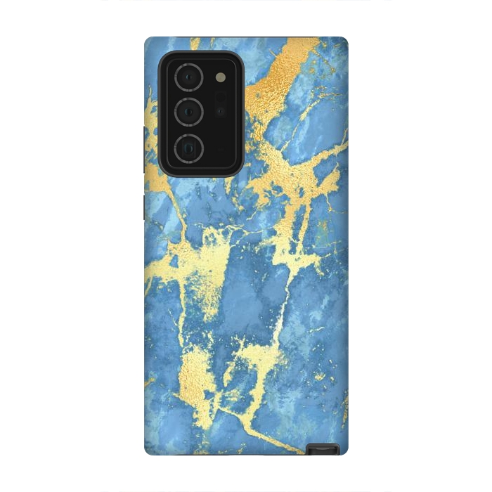 Galaxy Note 20 Ultra StrongFit sky blue gold marble by haroulita