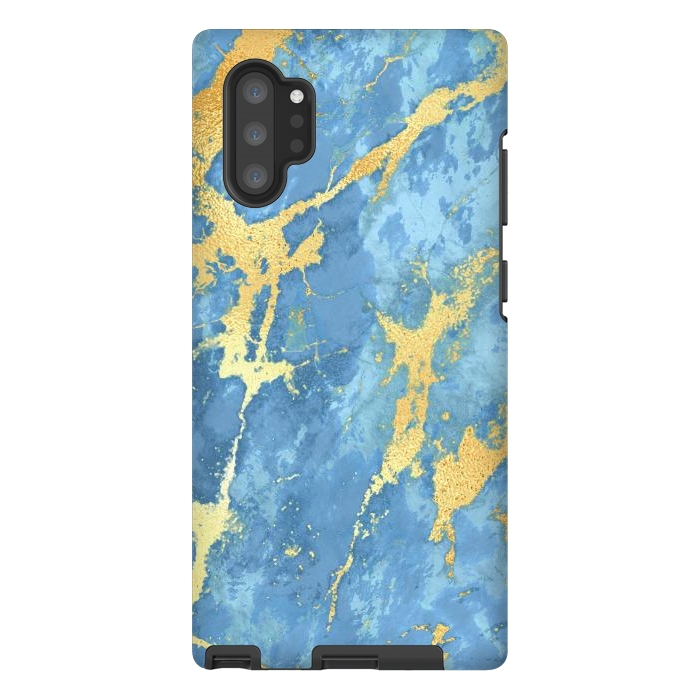 Galaxy Note 10 plus StrongFit sky blue gold marble by haroulita