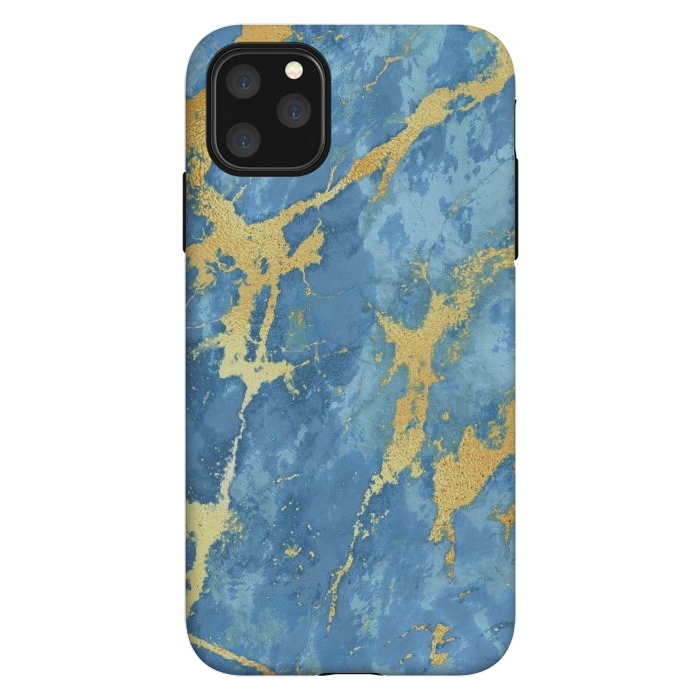iPhone 11 Pro Max StrongFit sky blue gold marble by haroulita