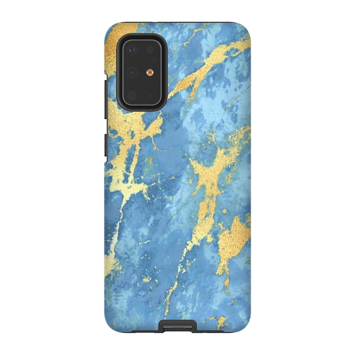 Galaxy S20 Plus StrongFit sky blue gold marble by haroulita