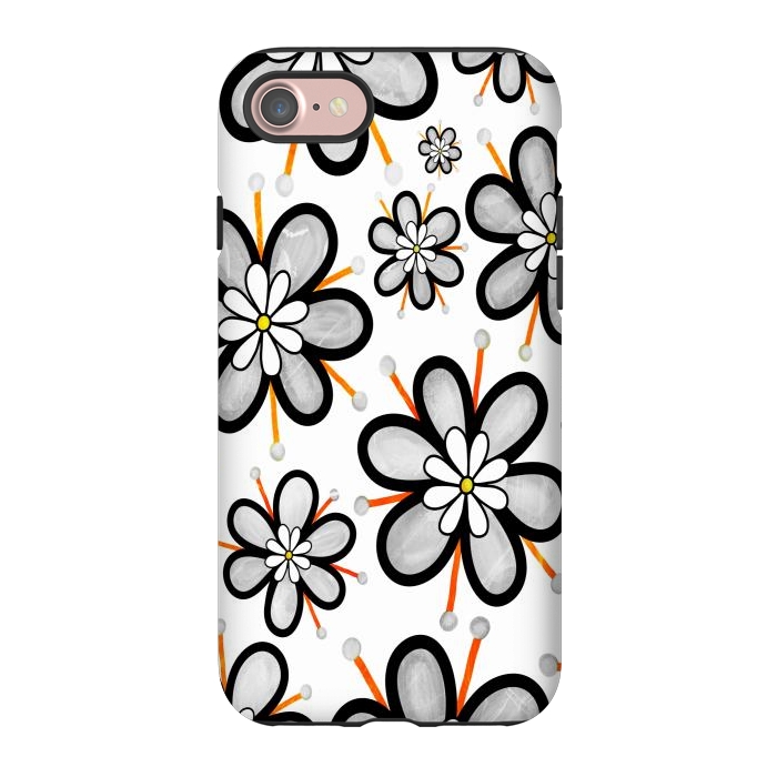 iPhone 7 StrongFit gray flowers  by haroulita