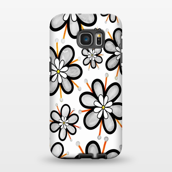Galaxy S7 EDGE StrongFit gray flowers  by haroulita
