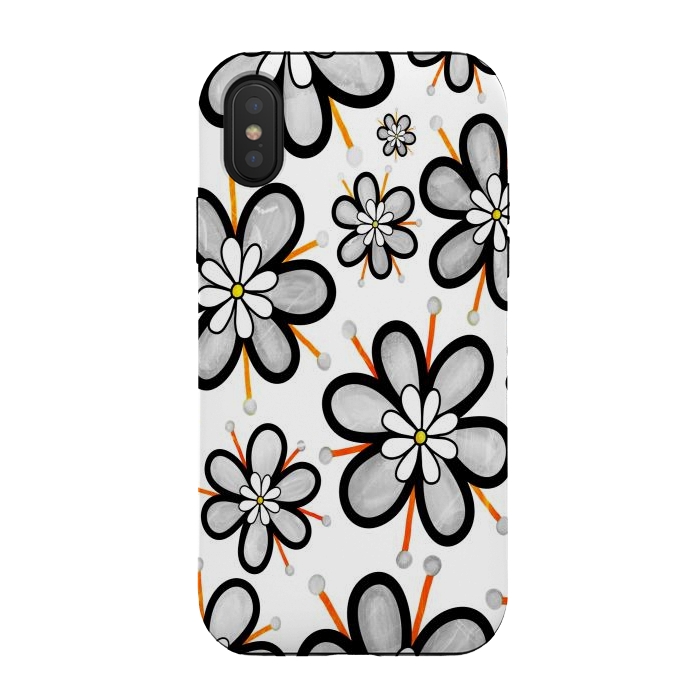 iPhone Xs / X StrongFit gray flowers  by haroulita