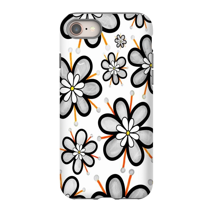 iPhone 8 StrongFit gray flowers  by haroulita