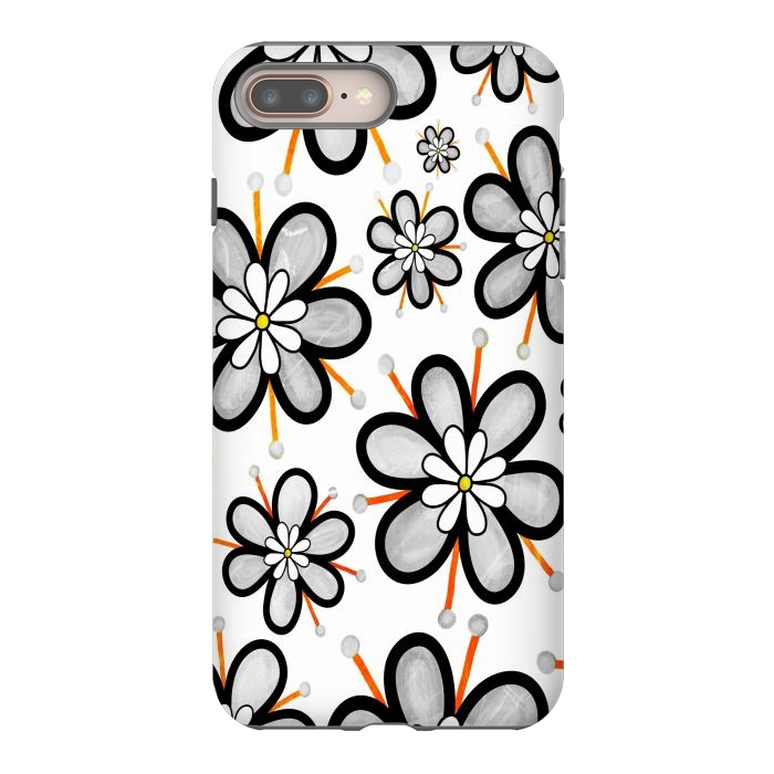 iPhone 8 plus StrongFit gray flowers  by haroulita