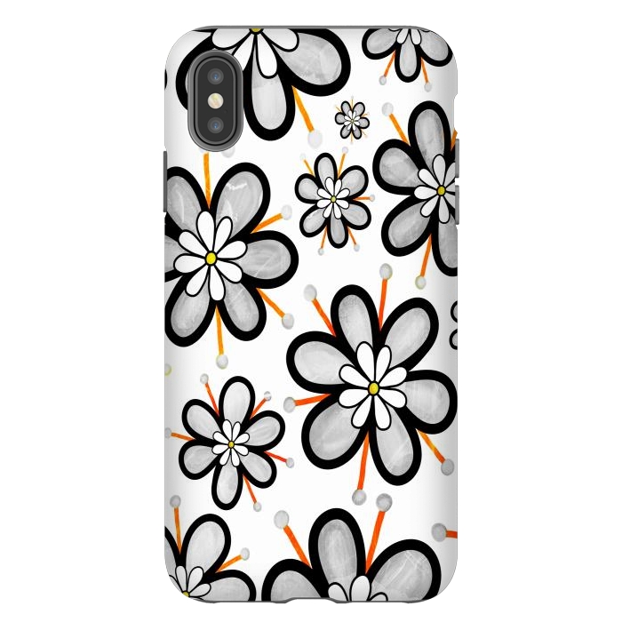 iPhone Xs Max StrongFit gray flowers  by haroulita