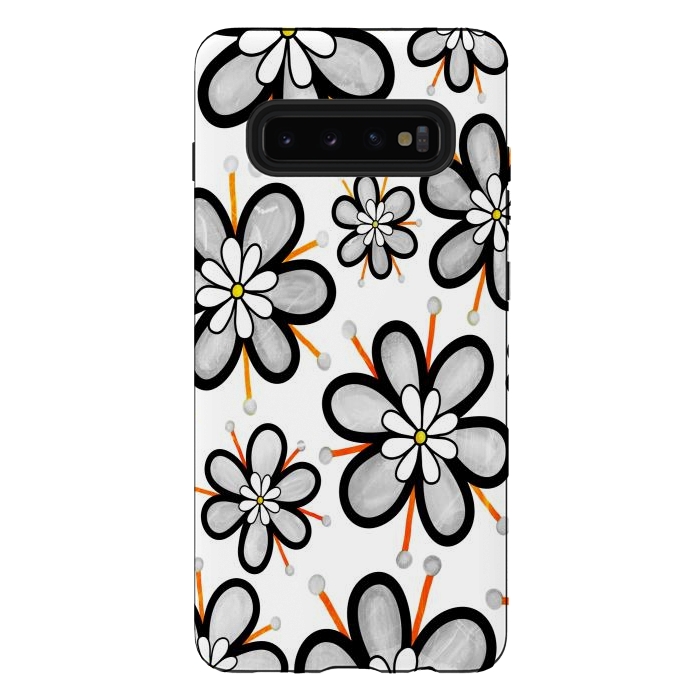 Galaxy S10 plus StrongFit gray flowers  by haroulita