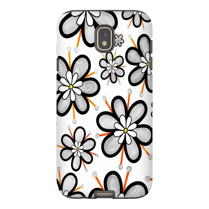 Galaxy J7 StrongFit gray flowers  by haroulita