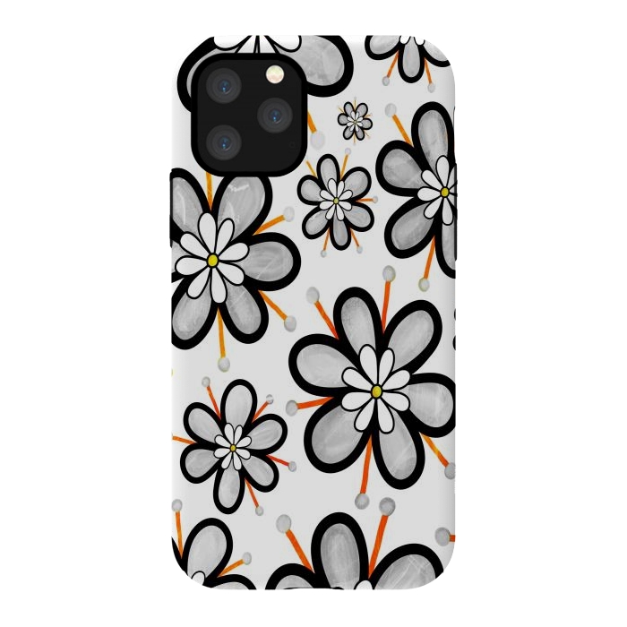 iPhone 11 Pro StrongFit gray flowers  by haroulita