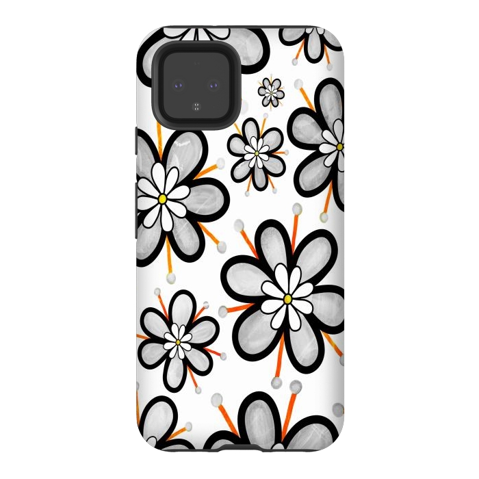 Pixel 4 StrongFit gray flowers  by haroulita