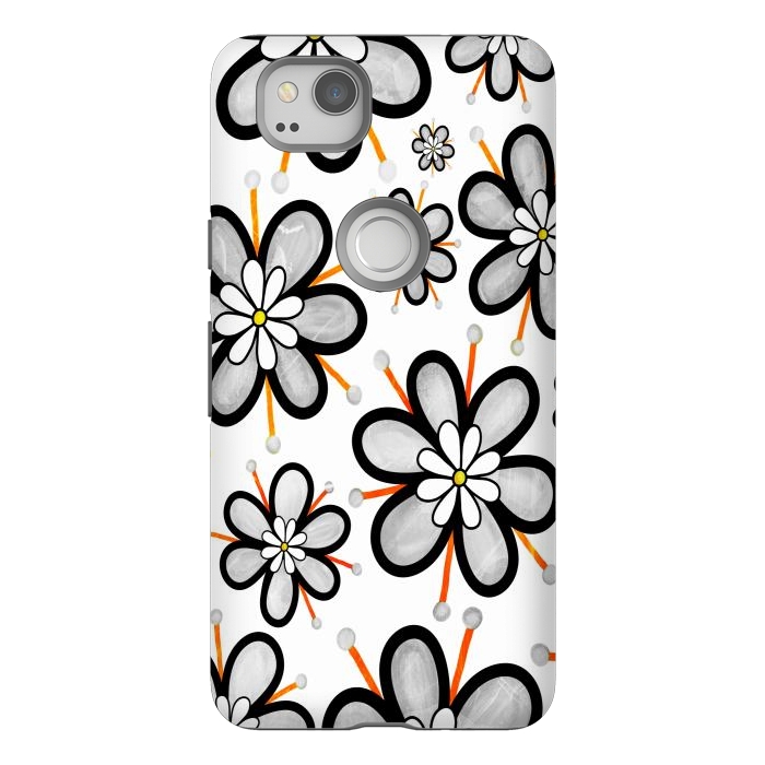 Pixel 2 StrongFit gray flowers  by haroulita