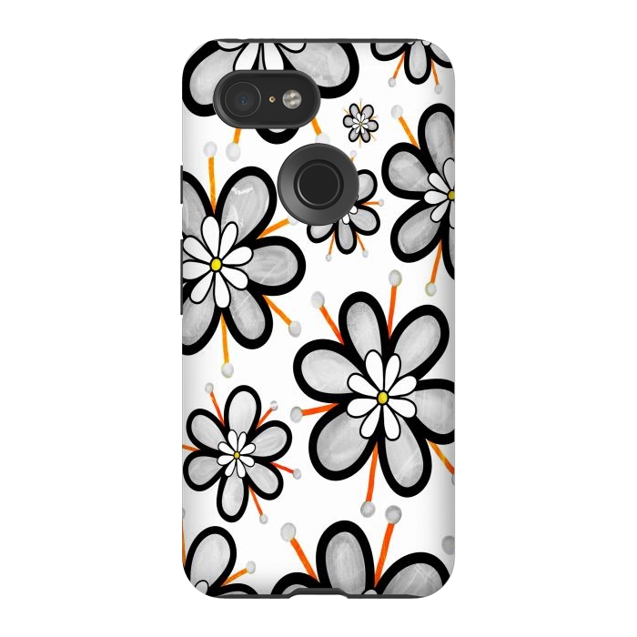 Pixel 3 StrongFit gray flowers  by haroulita