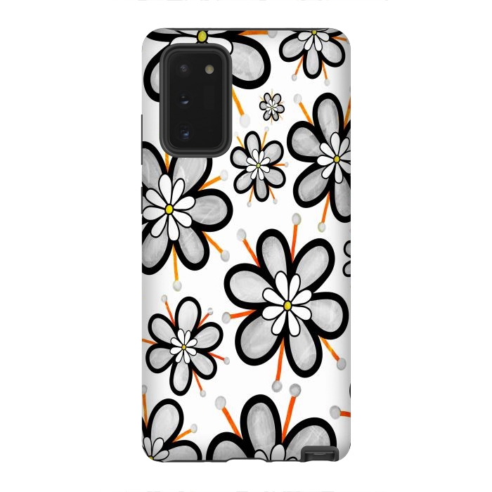 Galaxy Note 20 StrongFit gray flowers  by haroulita