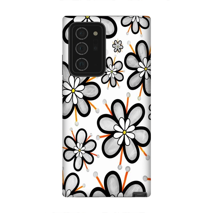 Galaxy Note 20 Ultra StrongFit gray flowers  by haroulita
