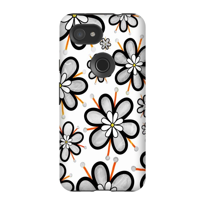 Pixel 3A StrongFit gray flowers  by haroulita