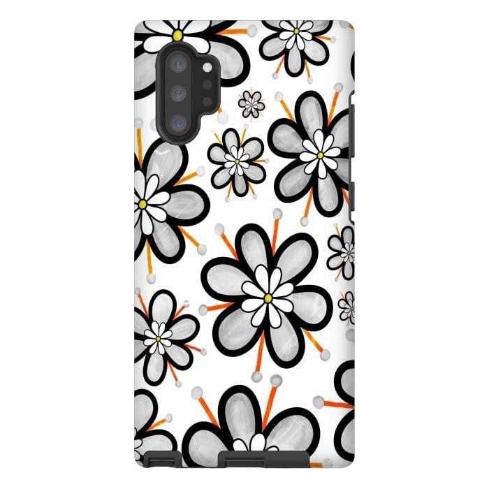 Galaxy Note 10 plus StrongFit gray flowers  by haroulita