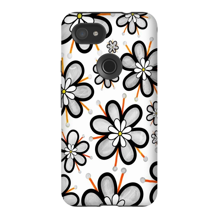 Pixel 3AXL StrongFit gray flowers  by haroulita