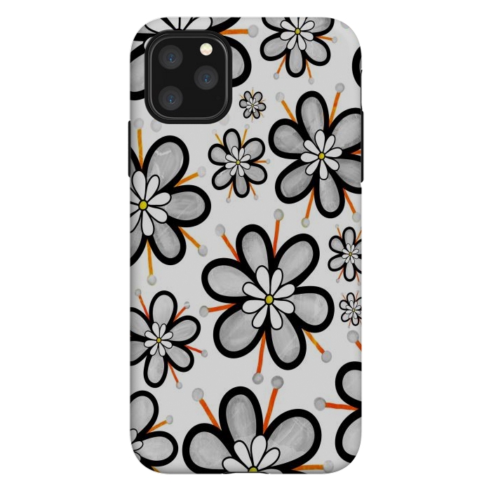 iPhone 11 Pro Max StrongFit gray flowers  by haroulita