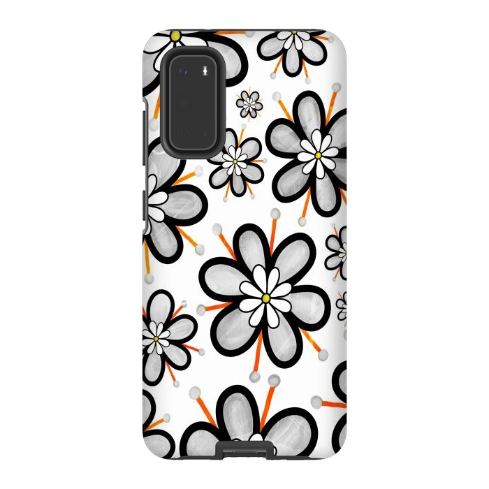 Galaxy S20 StrongFit gray flowers  by haroulita