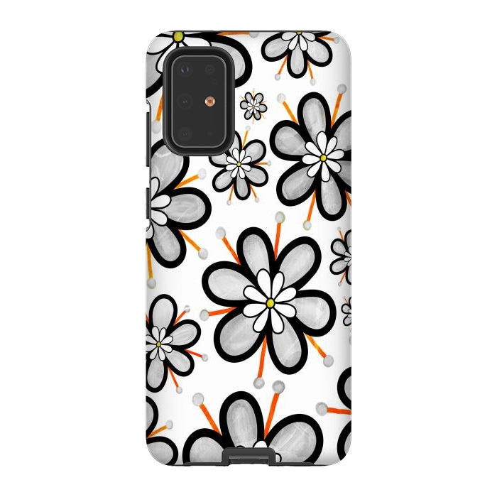 Galaxy S20 Plus StrongFit gray flowers  by haroulita