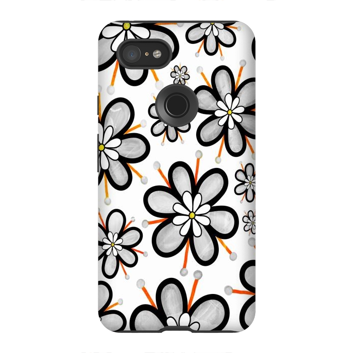 Pixel 3XL StrongFit gray flowers  by haroulita