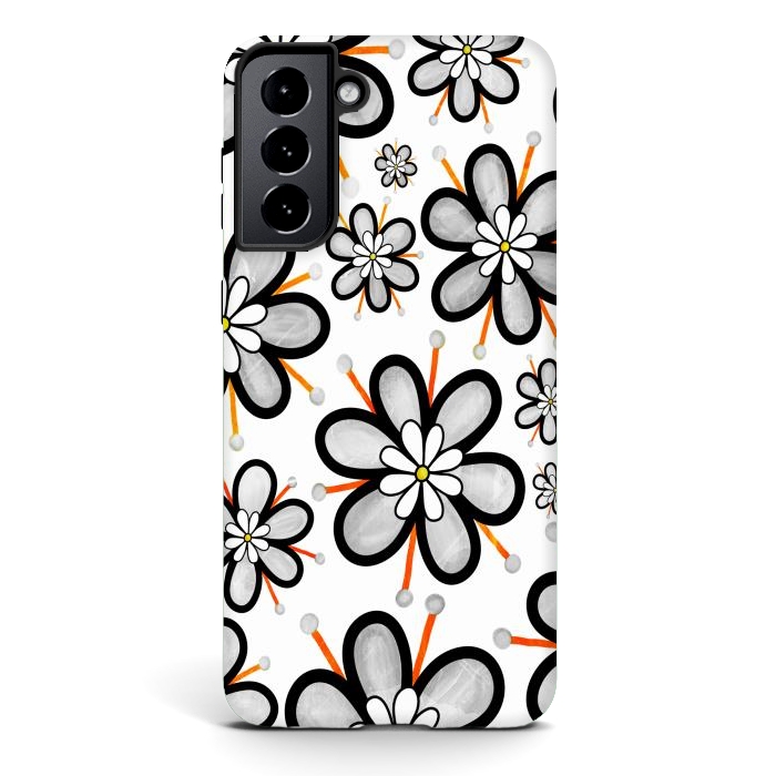 Galaxy S21 plus StrongFit gray flowers  by haroulita